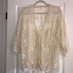 Crochet kimono coverup